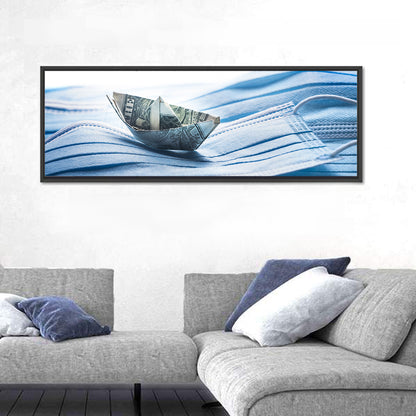 Money Ship & Surgical Masks Concept Wall Art