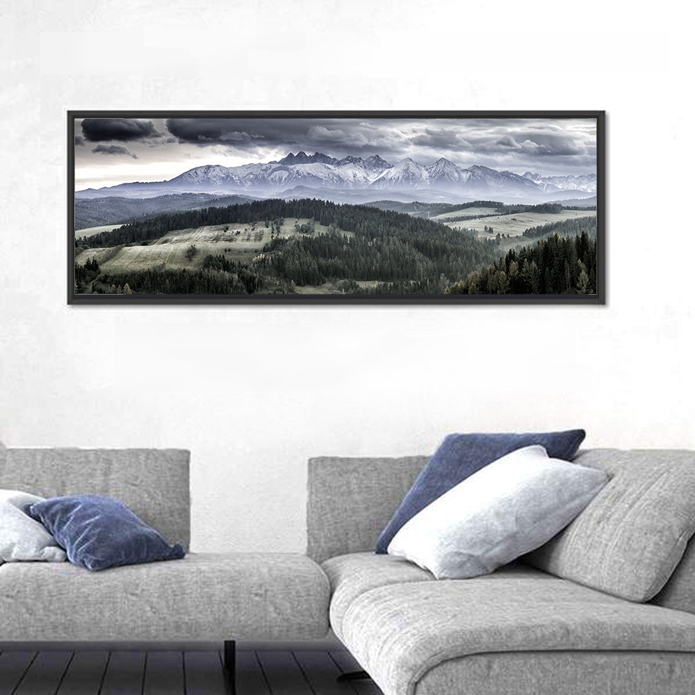 Snow-capped High Tatras, Poland Wall Art in a room, panoramic