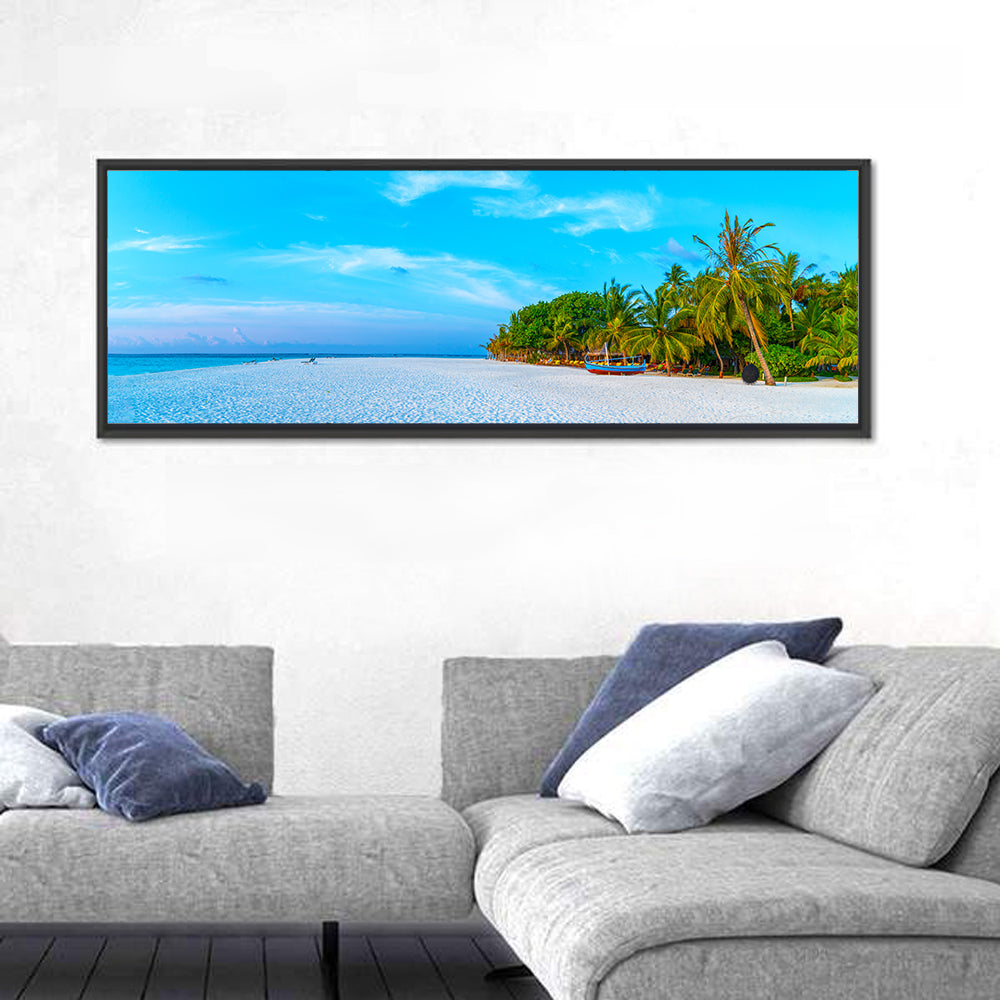 Blue Boat on Caribbean Beach Wall Art