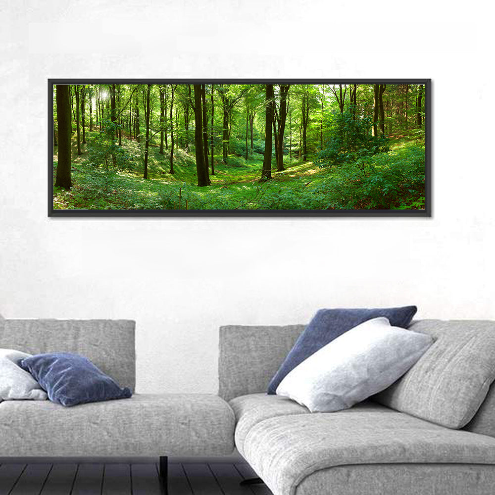 Sunlit Green Woodland Wall Art