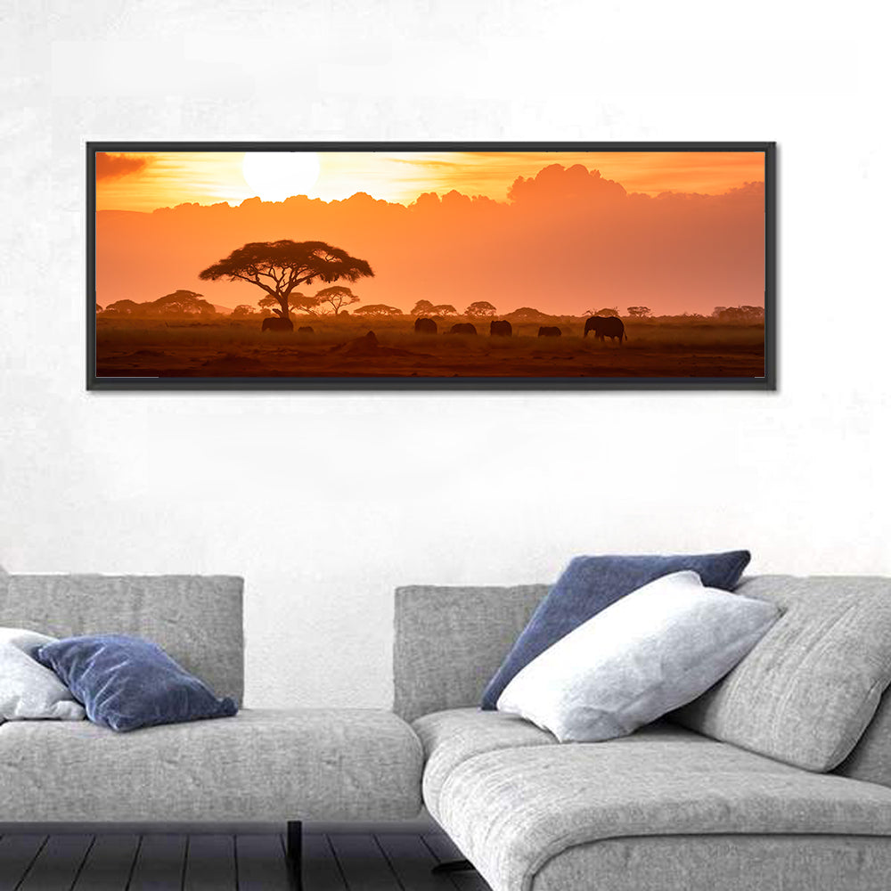 African Elephants Herd Wall Art