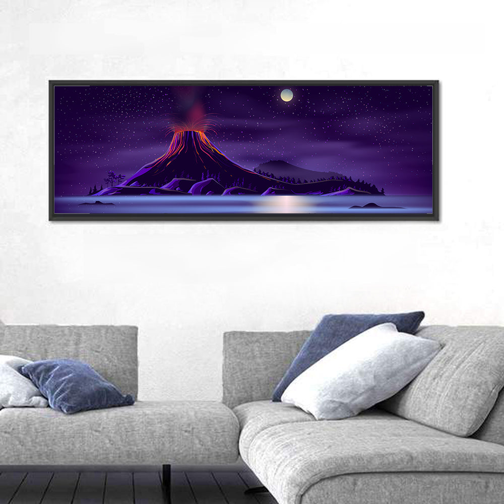 Erupting Volcano Nightscape Wall Art