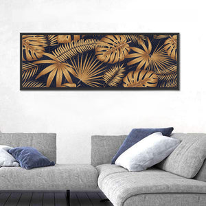 Golden Tropical Leaves Wall Art