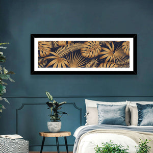 Golden Tropical Leaves Wall Art