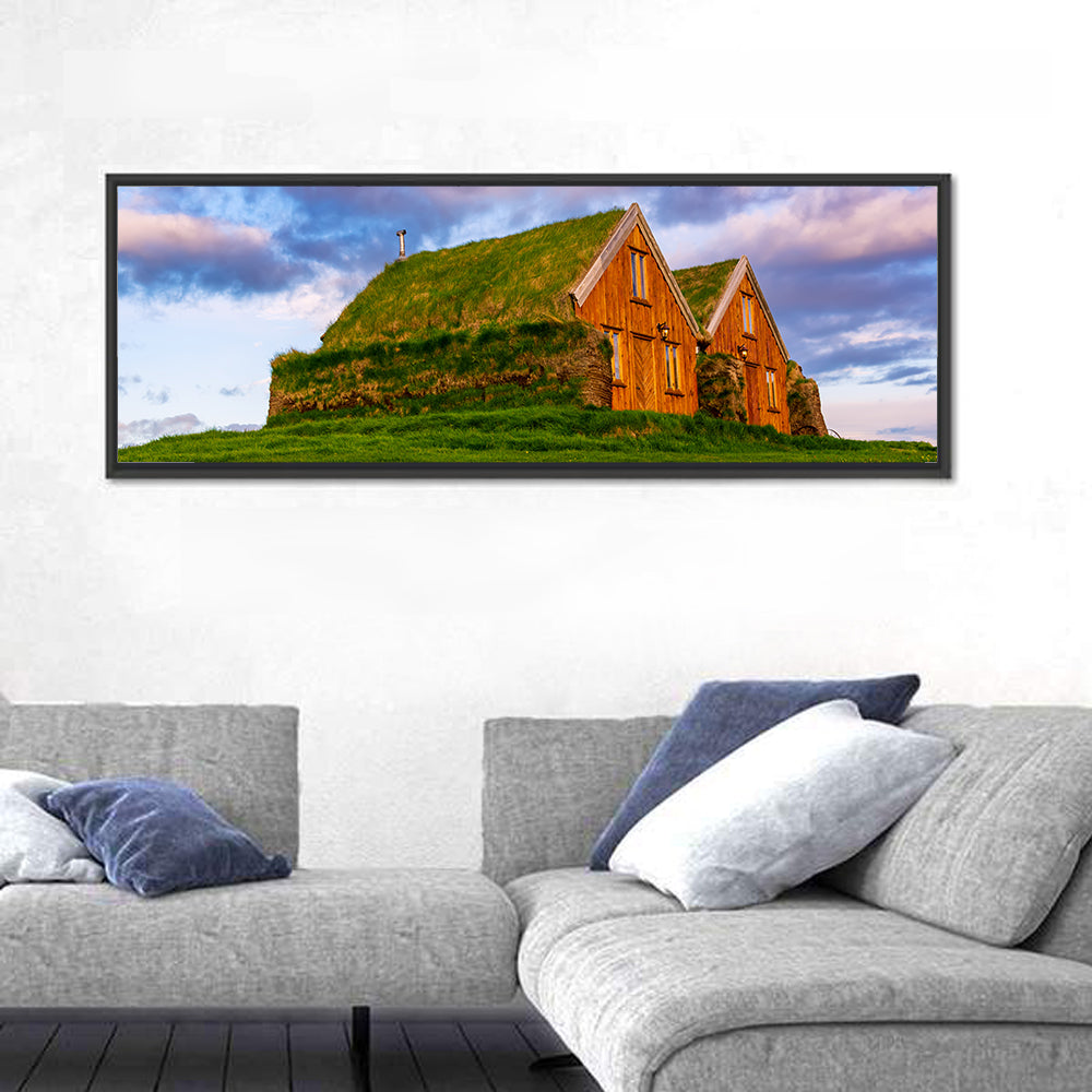 Icelandic Turf Houses at Dusk Wall Art