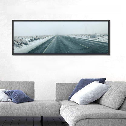 Foggy Winter Mountain Road Wall Art