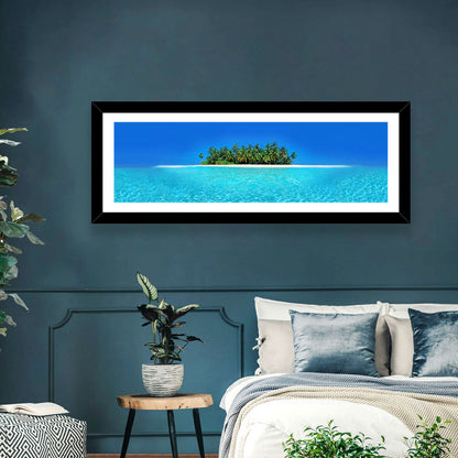 Turquoise Atoll Sandbar with Palm Trees Wall Art
