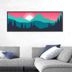 Turquoise and Pink Mountain Sunset Wall Art