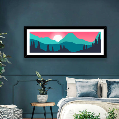 Turquoise and Pink Mountain Sunset Wall Art