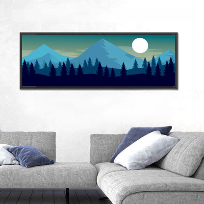 Moonlit Snowy Mountain Forest Wall Art