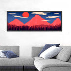 Crimson Sun Over Blue Mountains Wall Art