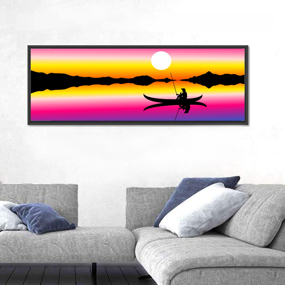 Fisherman Silhouette at Sunset Wall Art