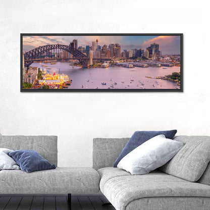 Sydney Harbour Bridge at Golden Twilight Wall Art