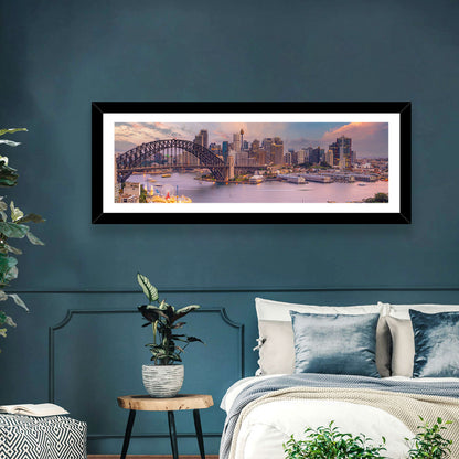 Sydney Harbour Bridge at Golden Twilight Wall Art