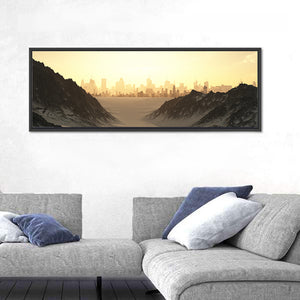 Futuristic City Sunset Wall Art