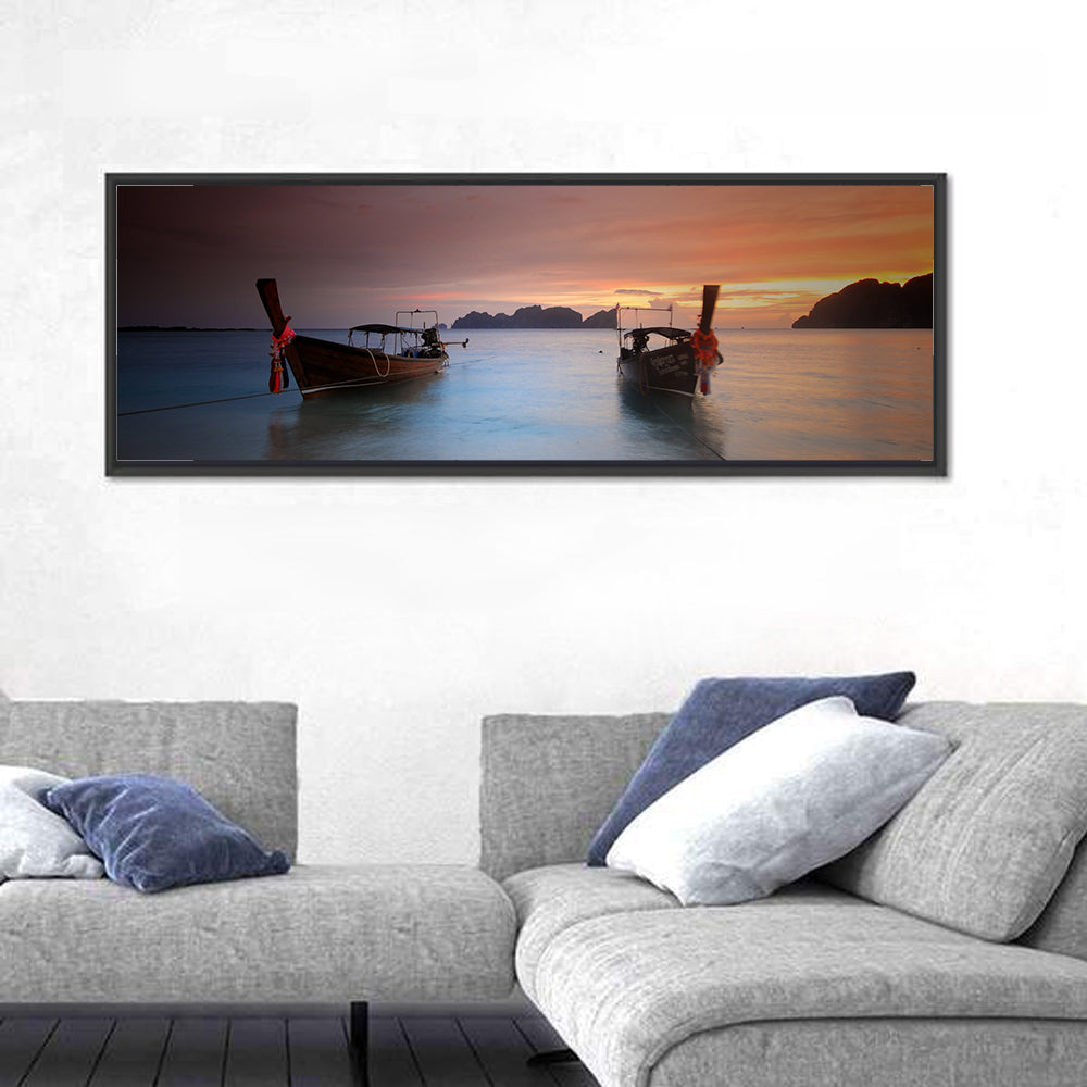 Phi Phi Longtail Boats at Golden Hour Wall Art