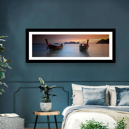 Phi Phi Longtail Boats at Golden Hour Wall Art