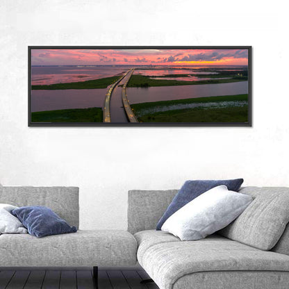 Mobile Bay Causeway at Dusk Wall Art
