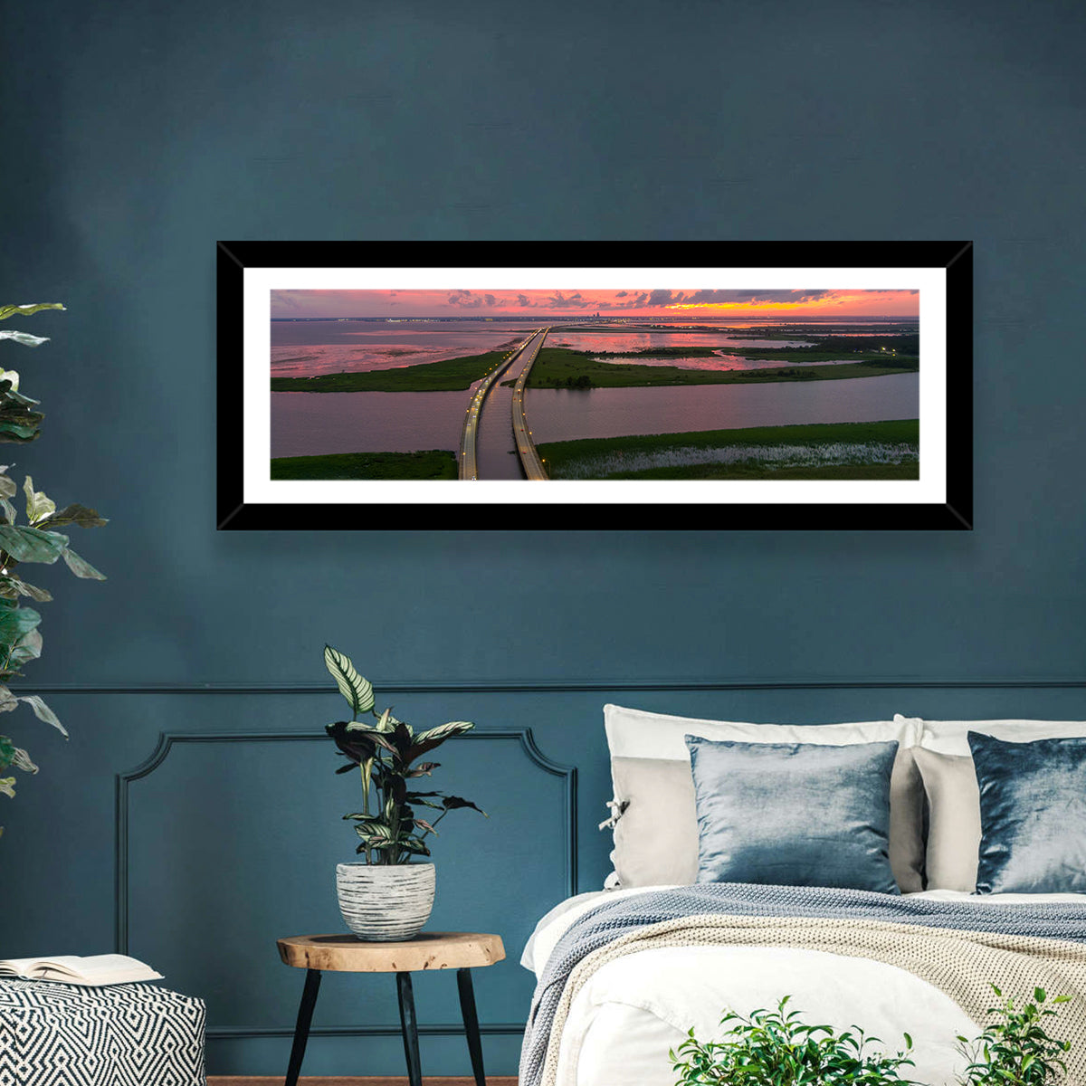 Mobile Bay Causeway at Dusk Wall Art