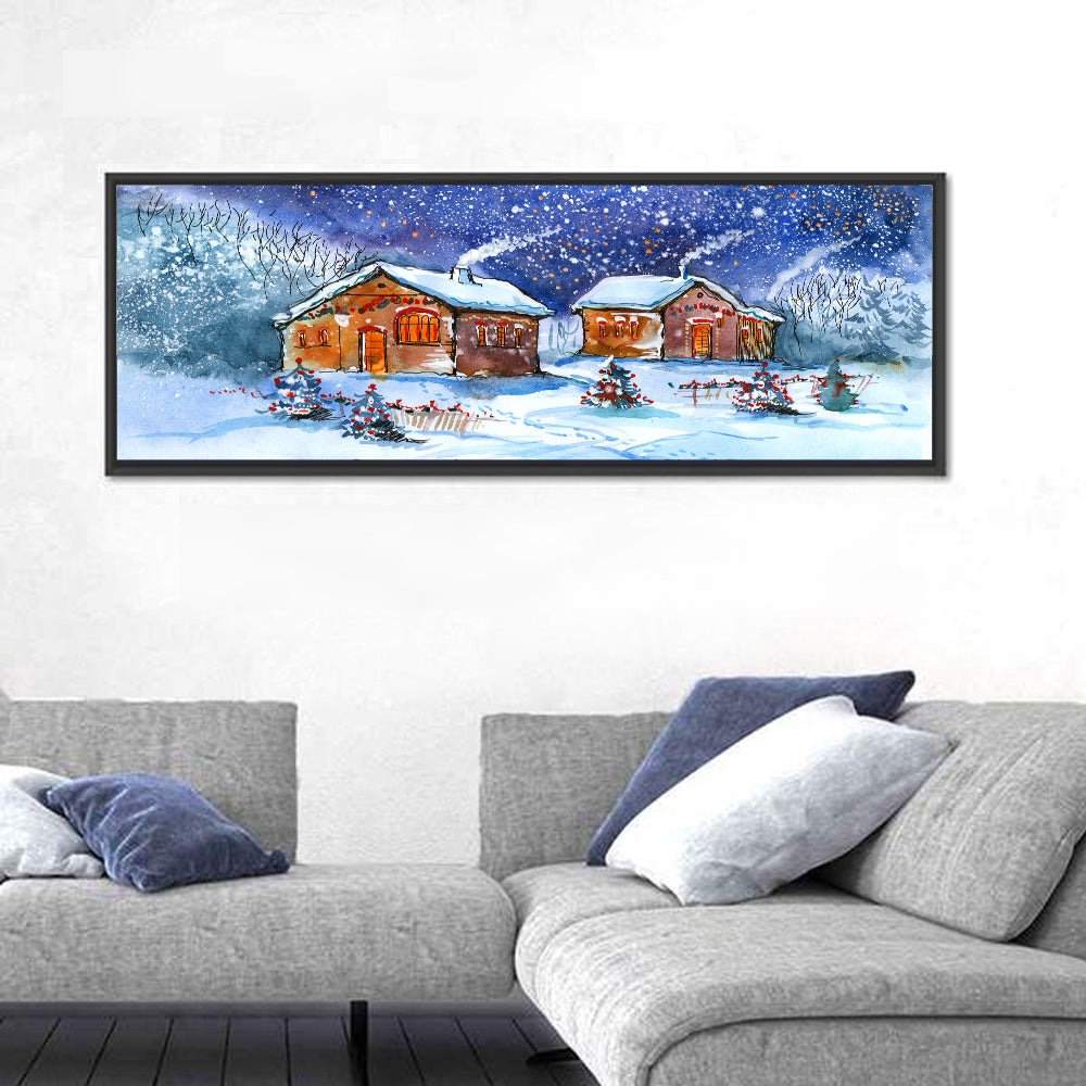 Starry Winter Village Wall Art
