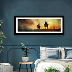 Silhouetted Horse Riders at Sunset Wall Art