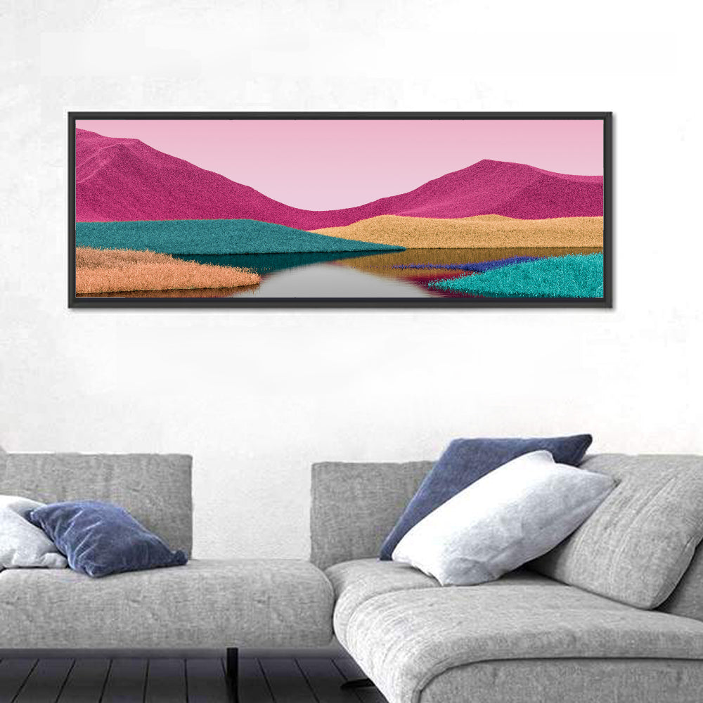 Surreal Magenta Mountain Lake Wall Art