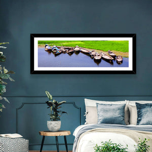 Boats Near Rice Field Wall Art