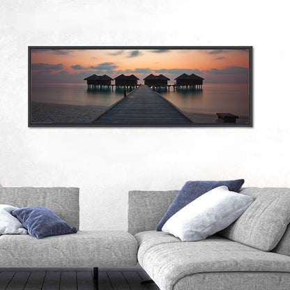Overwater Bungalows at Sunset Wall Art