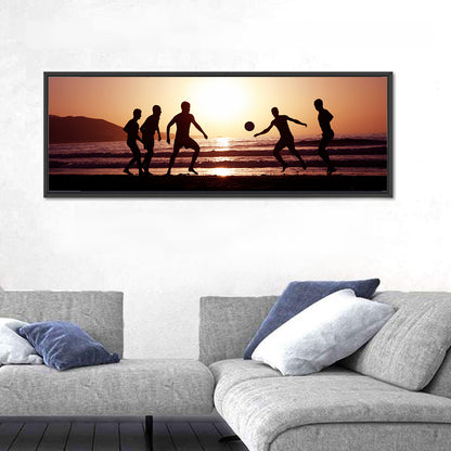 Beach Football at Sunset Wall Art