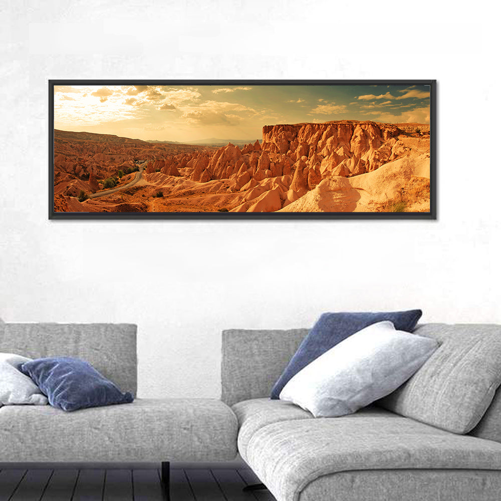 Cappadocia Sunset Valley Wall Art in a room, panoramic