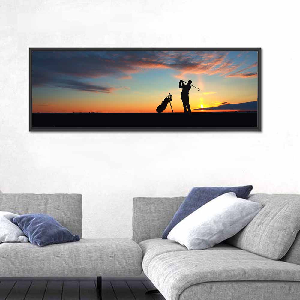 Sunset Golfer Silhouette Wall Art