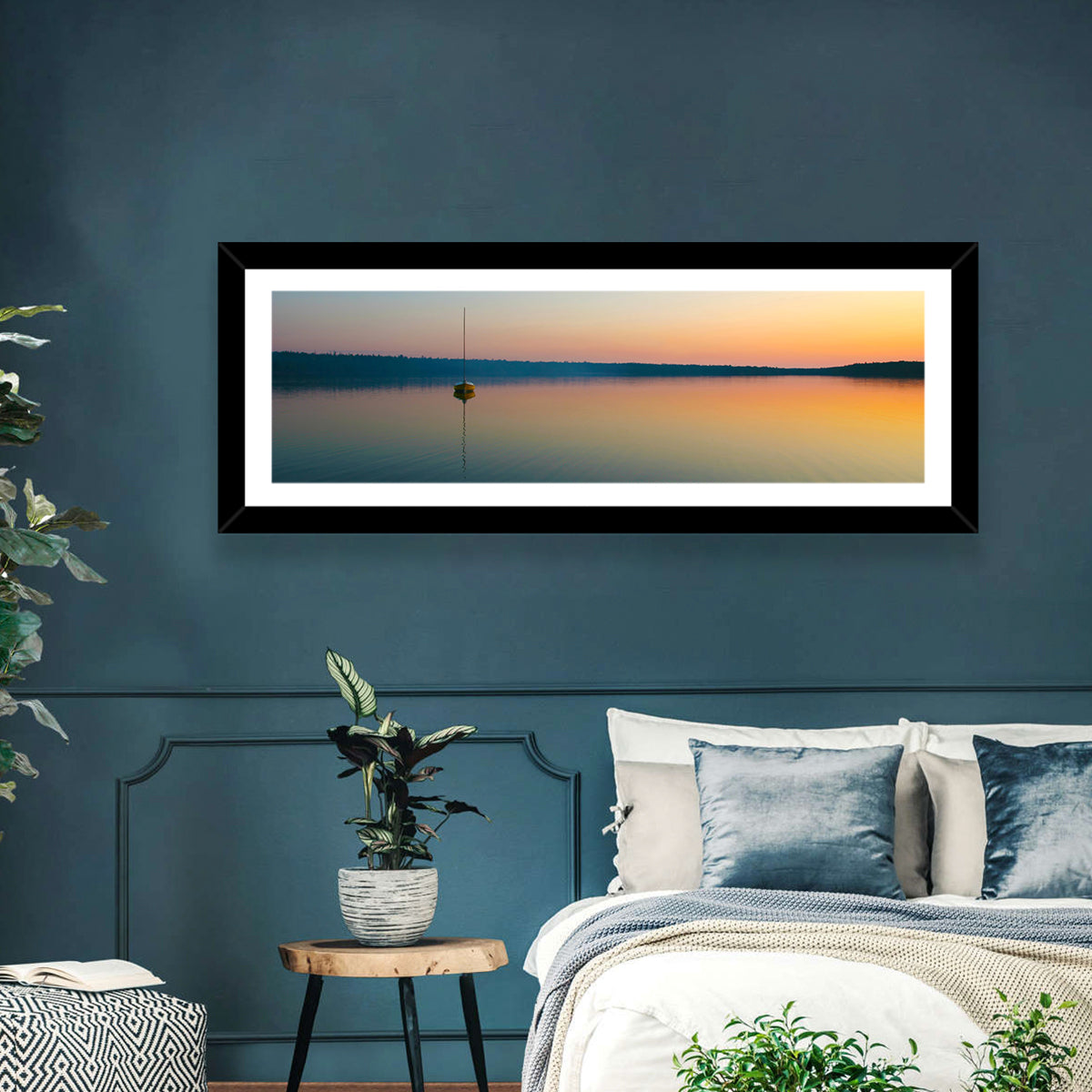 Cyprus Lake Sunset Boat Wall Art