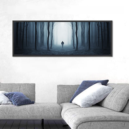 Lone Figure in Misty Forest Wall Art