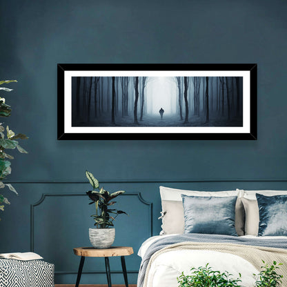 Lone Figure in Misty Forest Wall Art