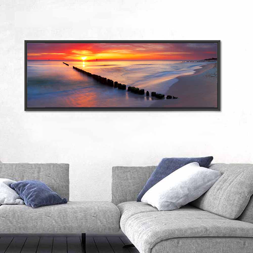 Sunrise Over Baltic Breakwater Wall Art