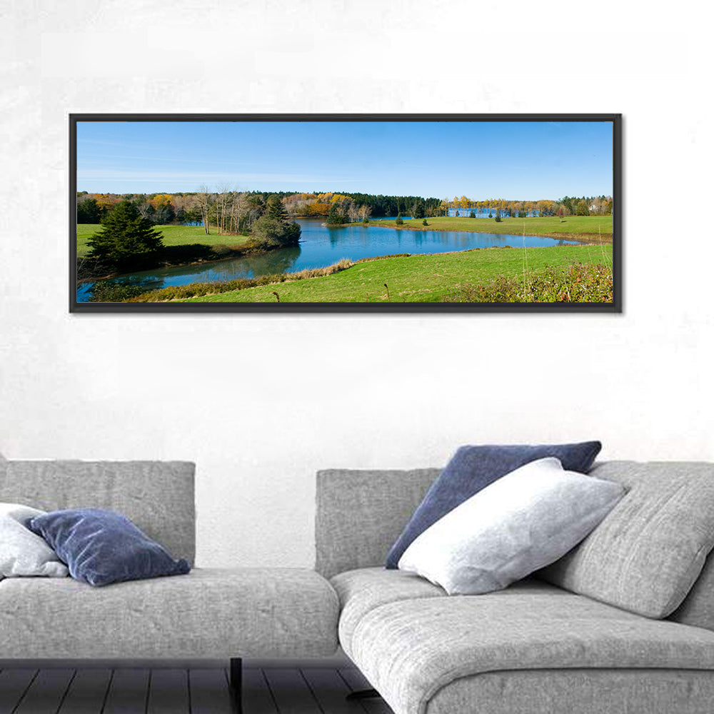 St. George River Cove Wall Art in a room, panoramic