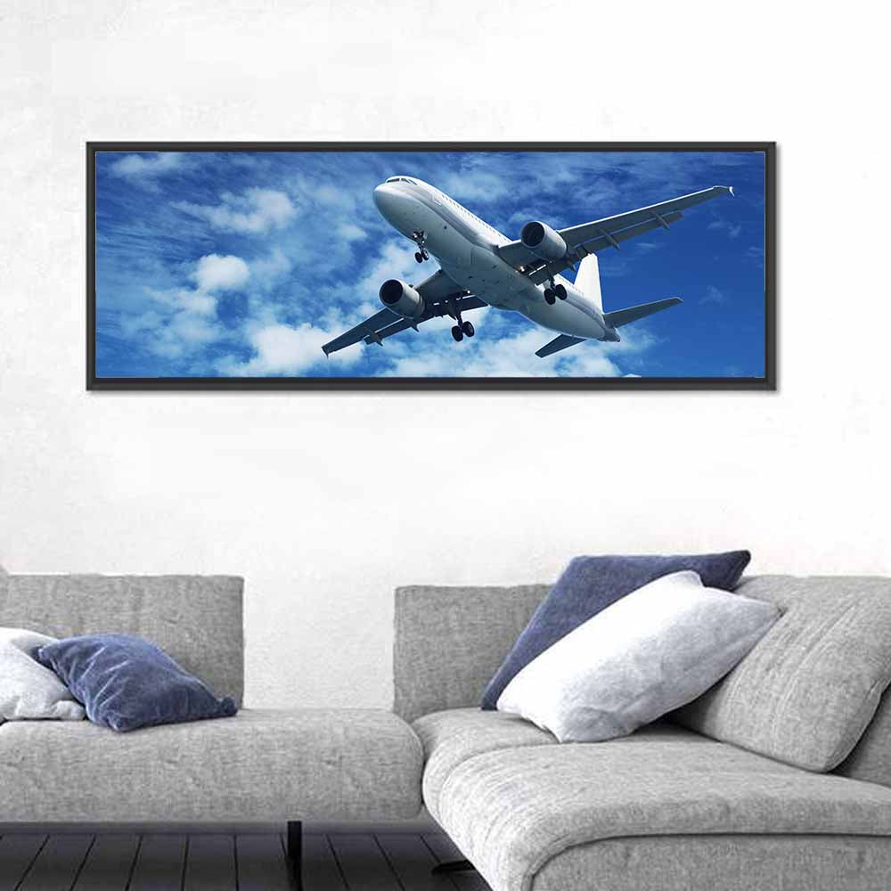 Passenger Airliner in Blue Sky Wall Art