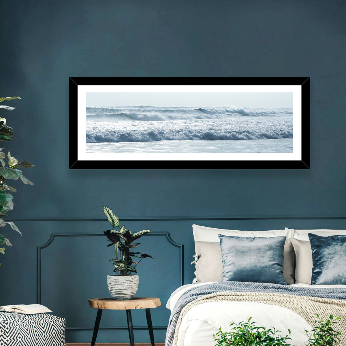 Misty Horizon Ocean Waves Wall Art