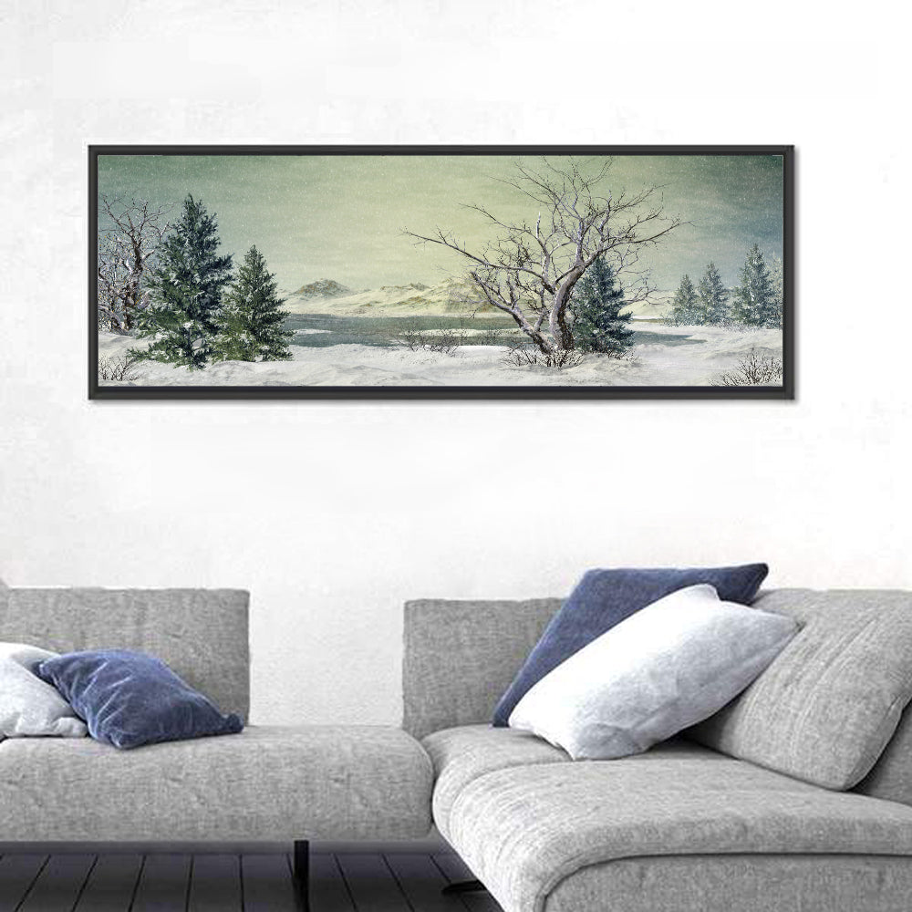 Leafless Tree at Winter Lake Wall Art