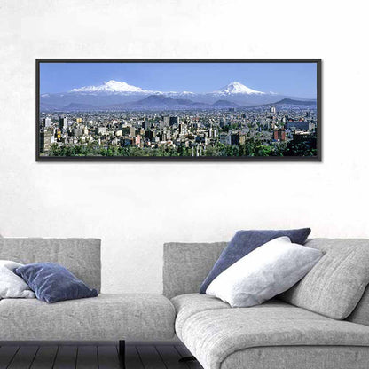 Mexico City Skyline with Volcanoes Wall Art