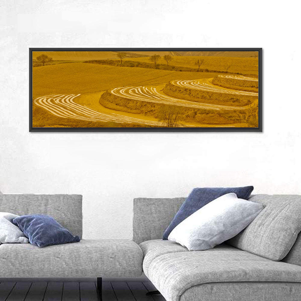 Loess Plateau Terraced Farmland Wall Art in a room, panoramic