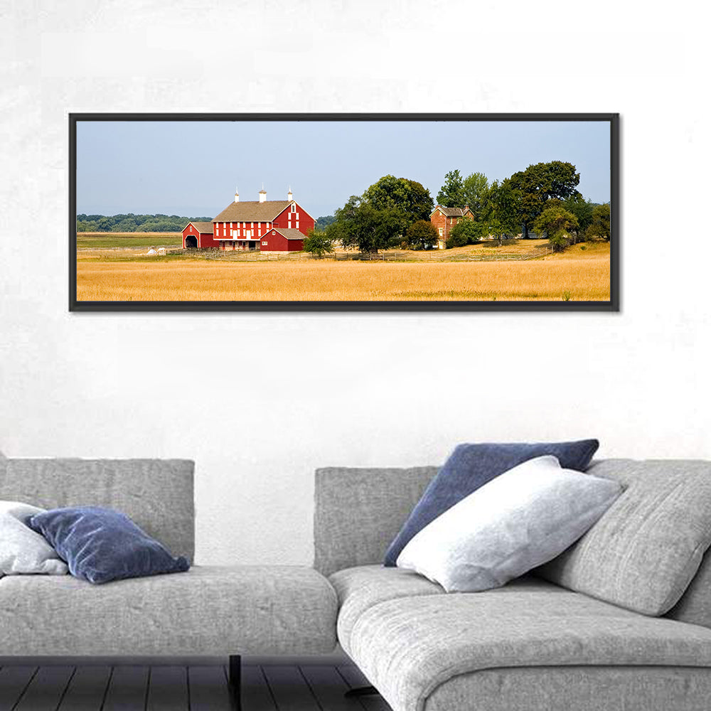 Gettysburg Farm Field Wall Art in a room, panoramic