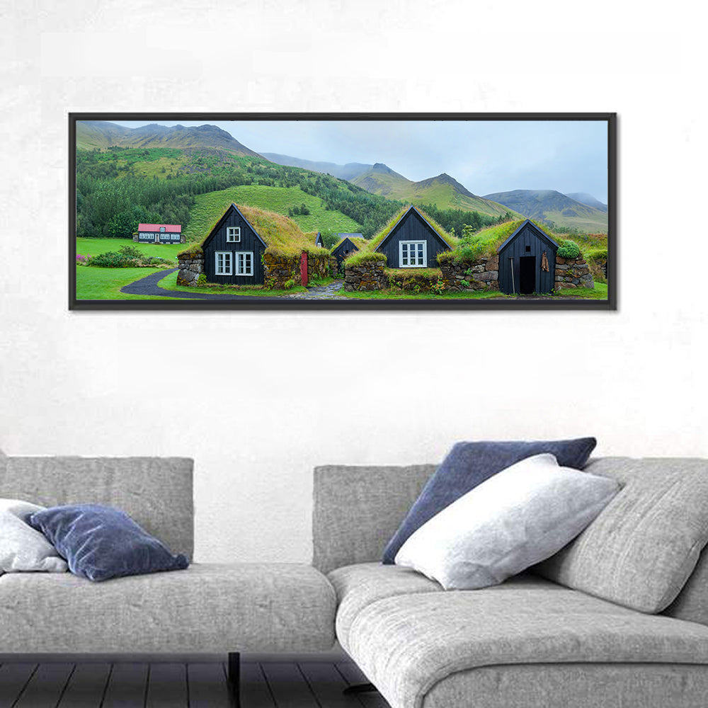 Skogar Folk Museum Wall Art in a room, panoramic