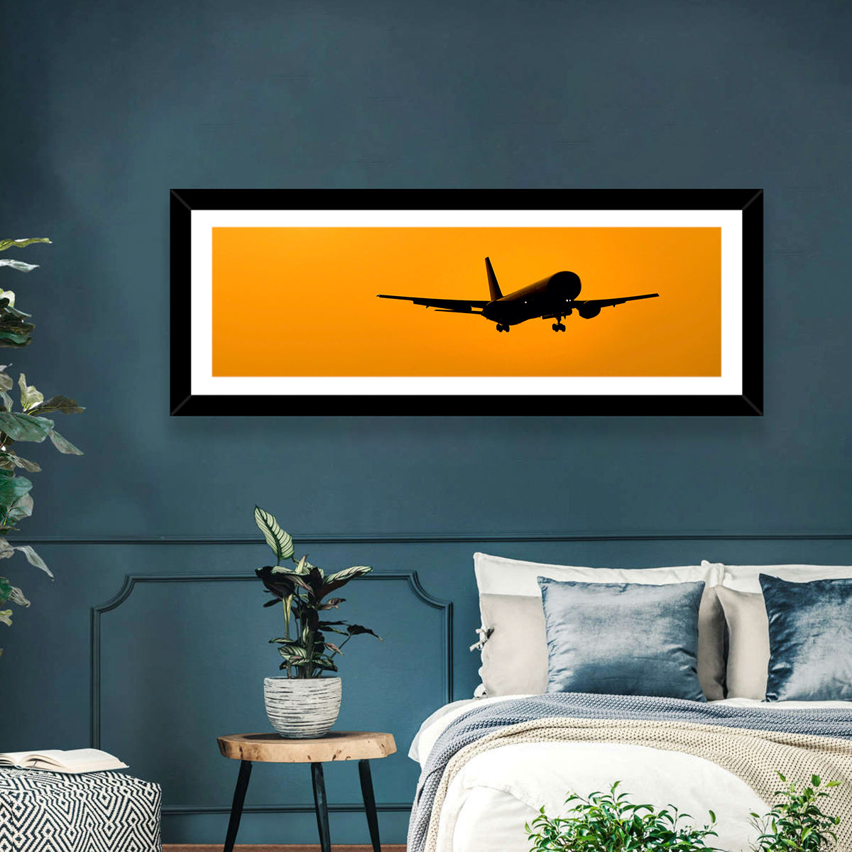 Golden Hour Airliner Silhouette Wall Art