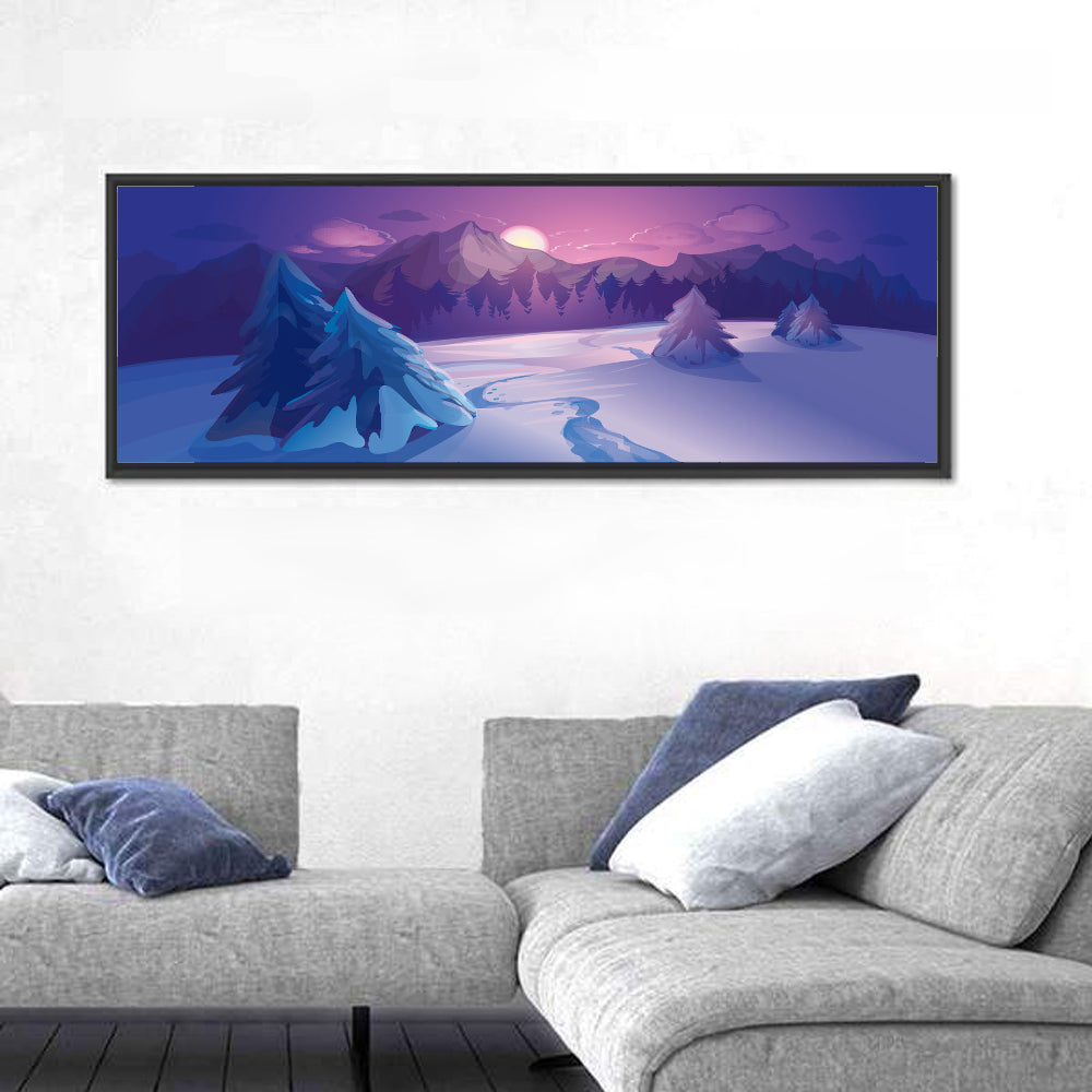 Lavender Winter Mountain Illustration Wall Art