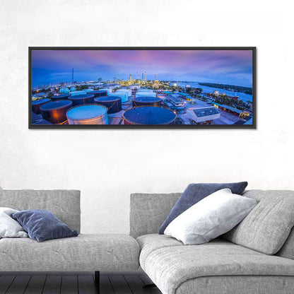 Twilight Oil Refinery River View Wall Art
