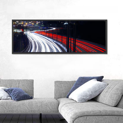 Night Highway Light Trails Wall Art