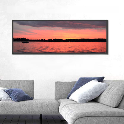 Lake James Sunset with Boat Wall Art