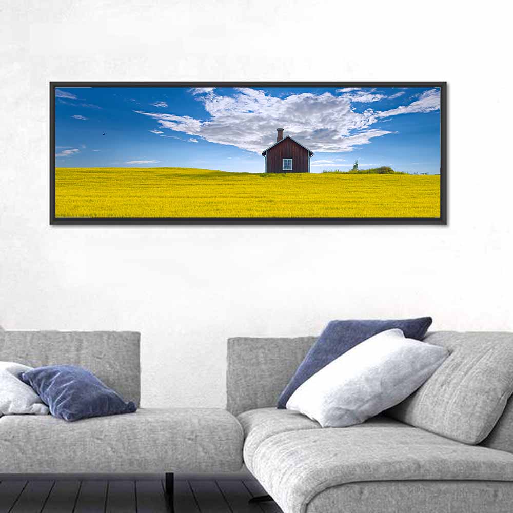 Red Barn in Golden Wheat Field Wall Art