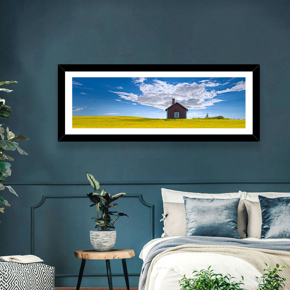Red Barn in Golden Wheat Field Wall Art